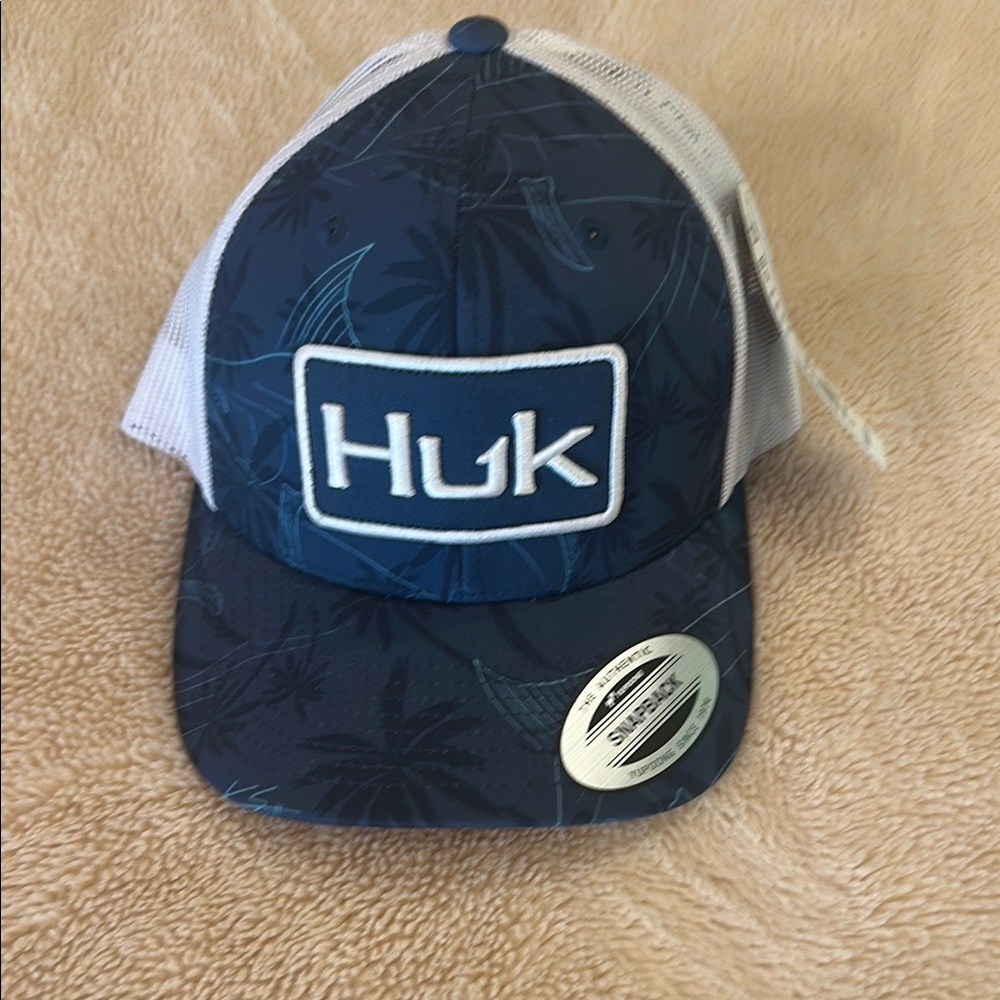 Huk Blue and White Trucker Hat with Mesh Back